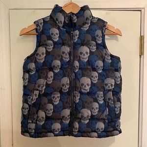 Old Navy Fleece Lined Skull Puffer Vest - EUC